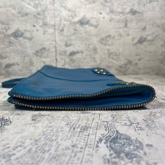 Linea Pelle Double Zipper Clutch with studs and decorative zipper around - Picture 4 of 12